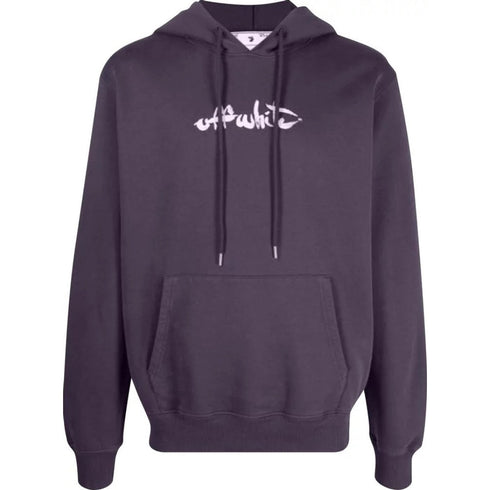 Off White Script Logo Slim Fit Aubergine Hoodie